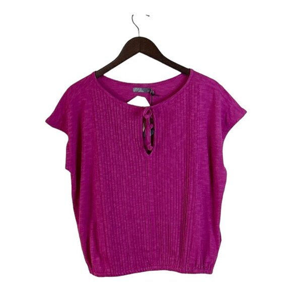 Prana Women's Ocupas Popover Blouse Top Pin-Tuck Keyhole Orchid Bloom - Picture 3 of 9